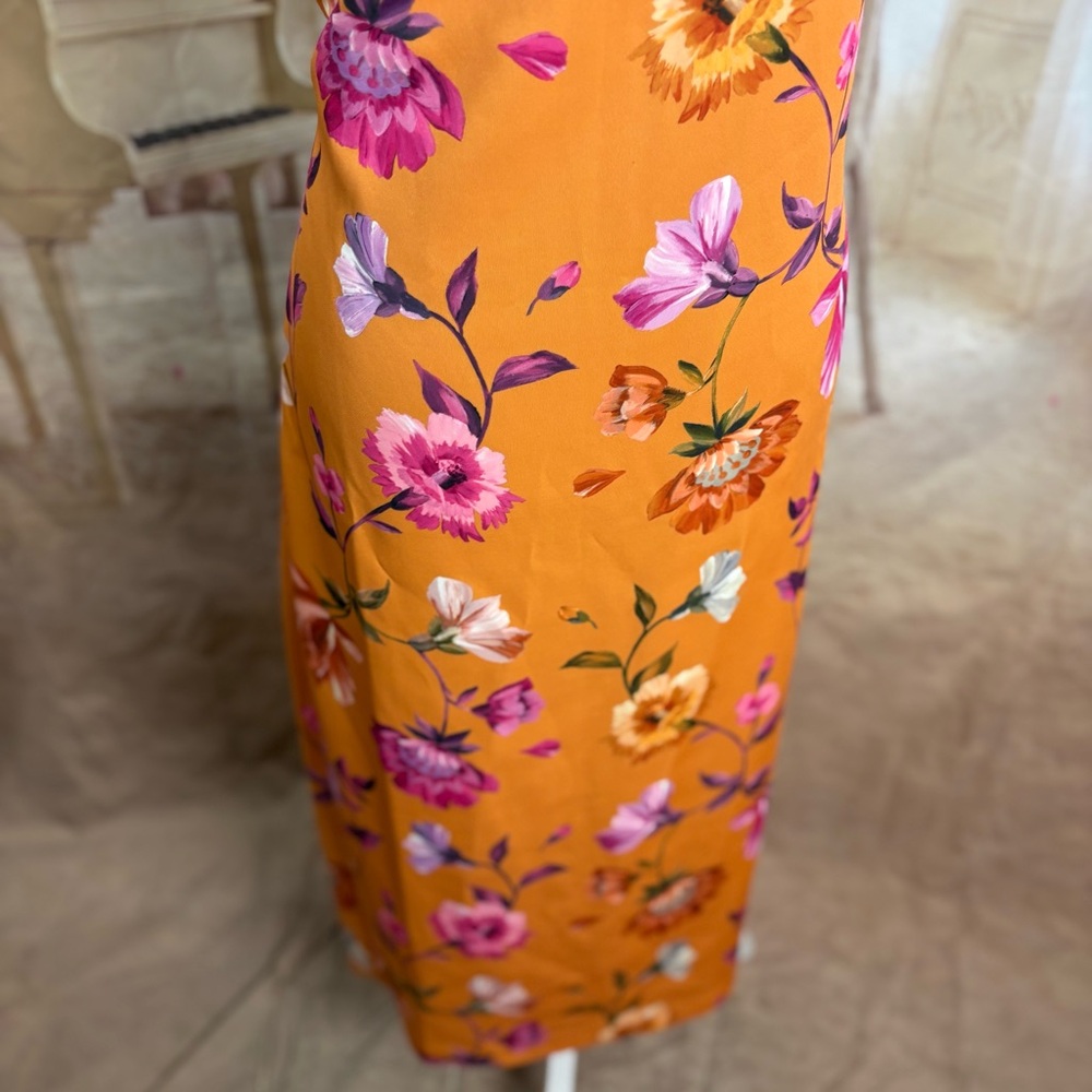 SOLD NEW Ted Baker Lacieyy Orange Floral One-Shoulder Dress - Picture 7 of 12
